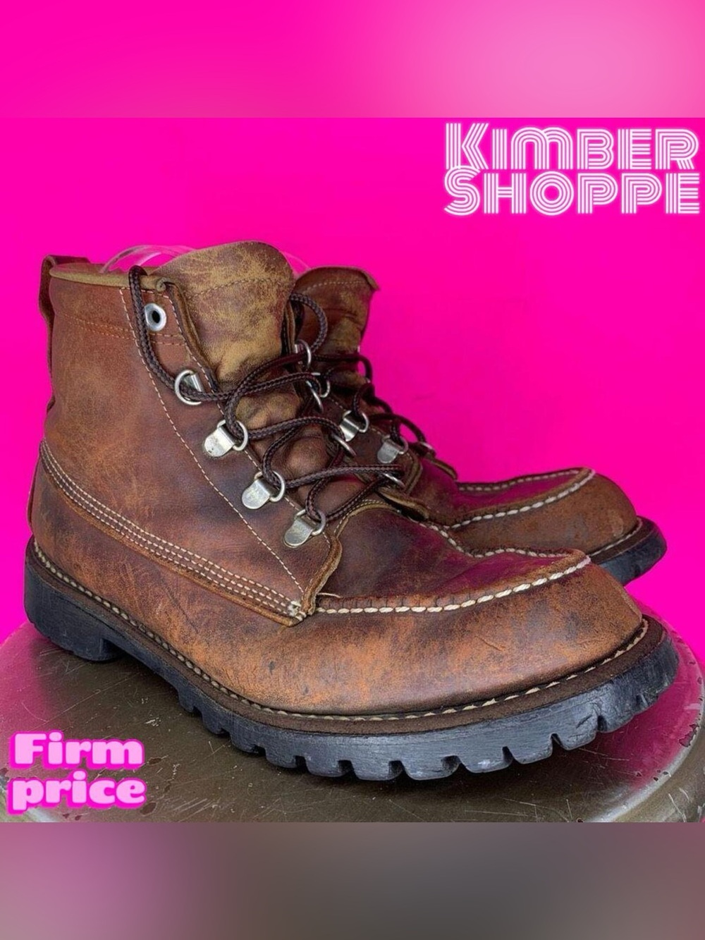 Vintage Wood n Stream by Weinbrenner Brown Leather Lug Sole Work Boot US 7E Wide